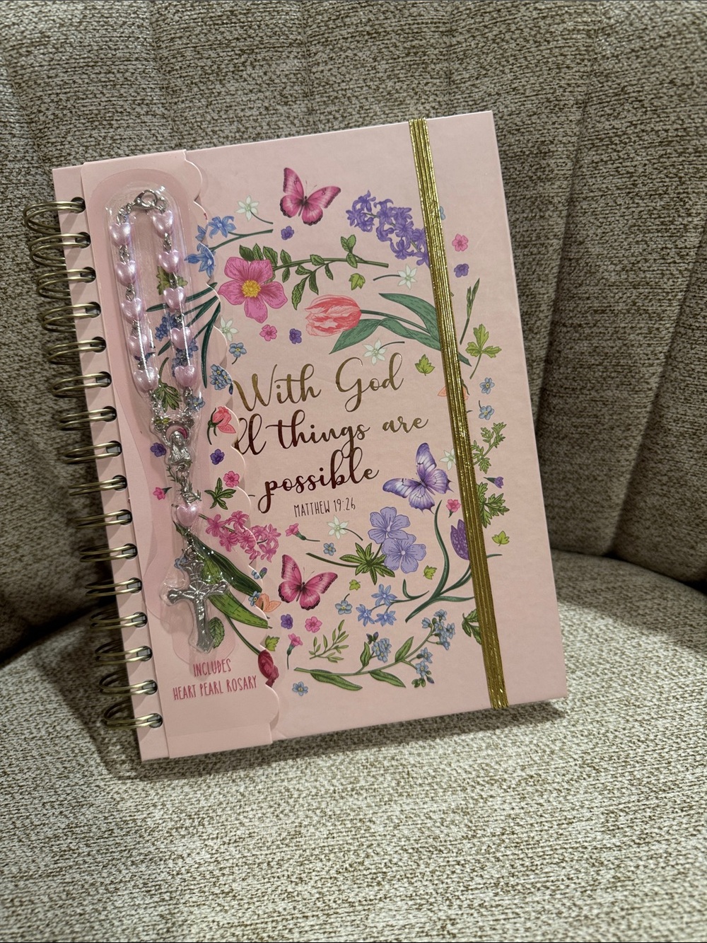 New Pink Floral Scripture Journal with Gold Accent